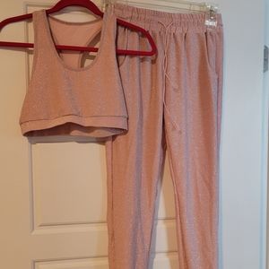 2 piece pink glitter lounge set size L